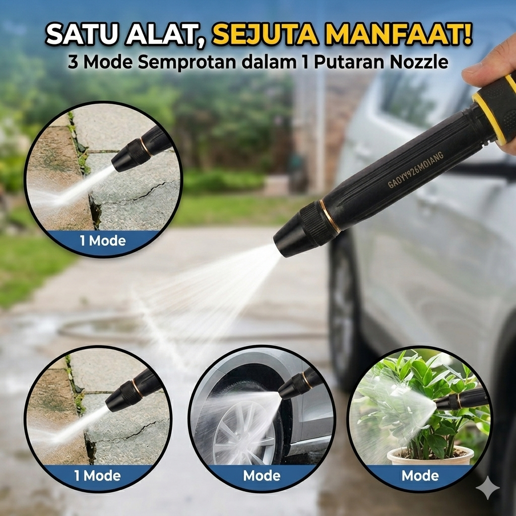 [  BISA COD ] Kepala Semprotan AIR Kuningan Nozzle Water Jet Spray Kepala selang AIR CUCI MOBIL MOTO
