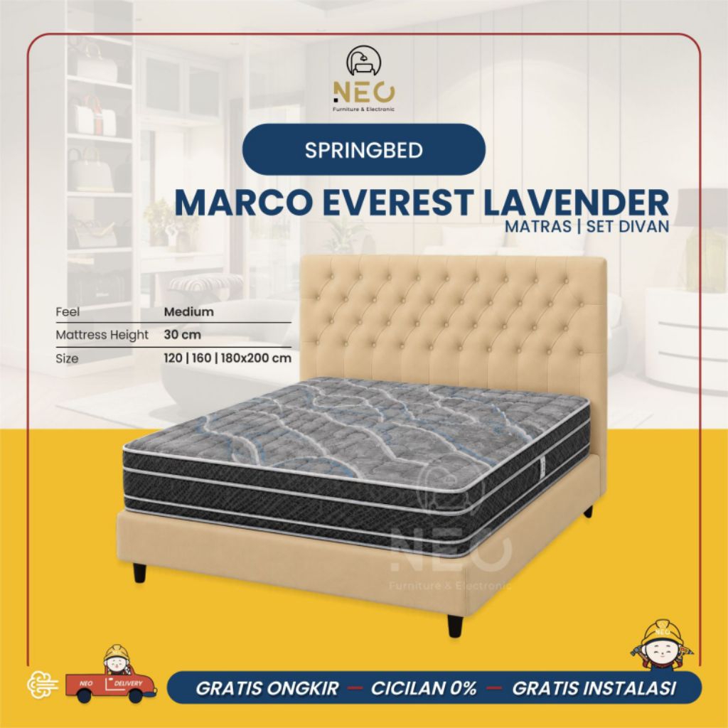 NEO - SPRINGBED MARCO EVEREST LAVENDER KASUR TIDUR MATRASS RANJANG 120X200 160X200 180X200 MEDIUM FE
