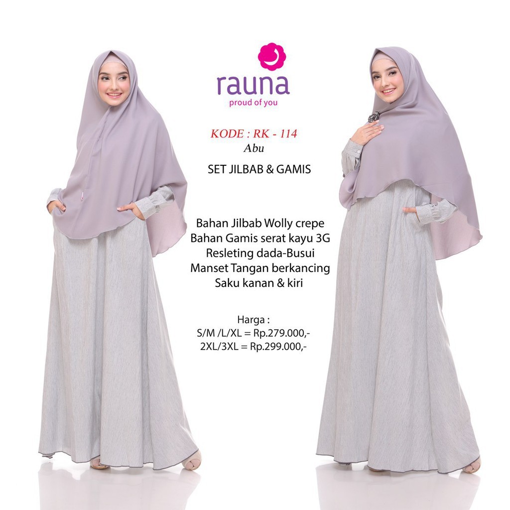 RAUNA KATUN 114 GAMIS SYARI'I RAUNA SET HIJAB