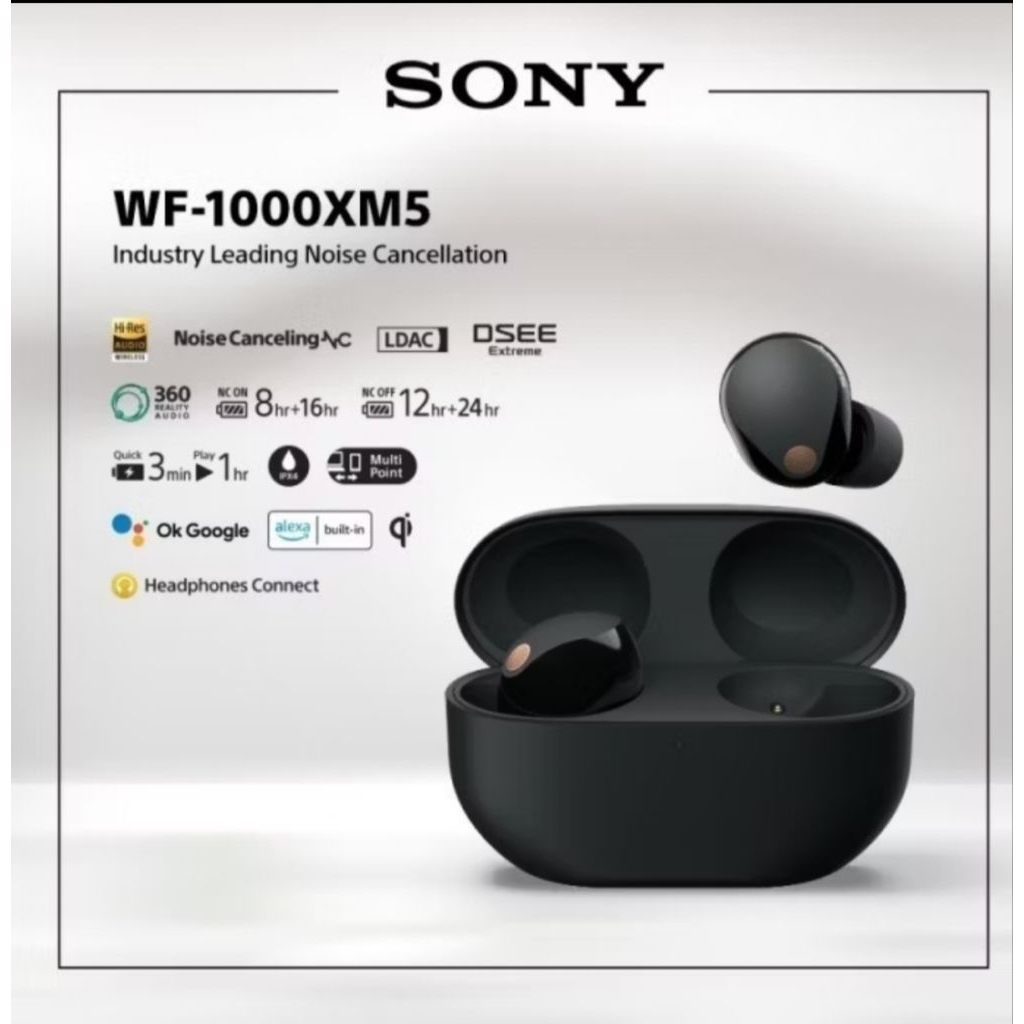 Sony Wf-1000XM5 Tws Hi-Res Audio Headset Bluetooth Anc Premium Warna Black Promo Special guncang 66