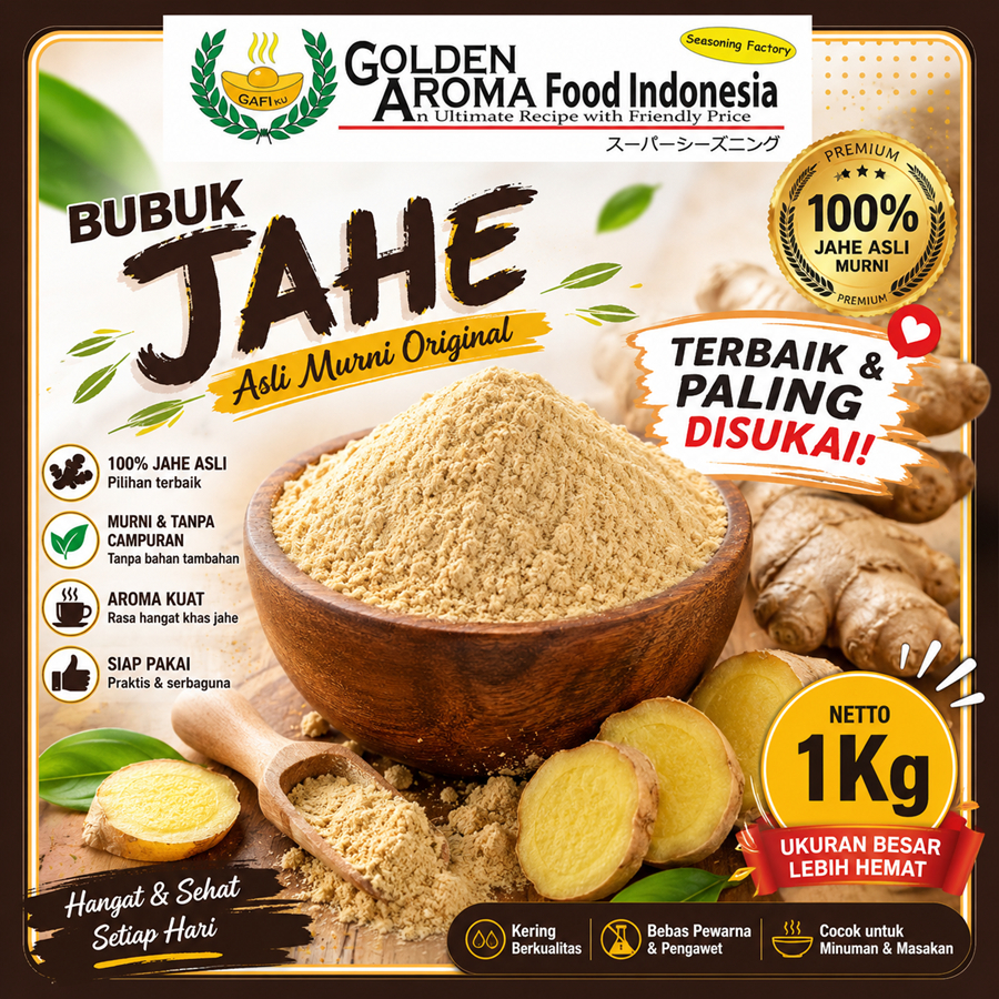 Bubuk Jahe Asli Murni Original 1Kg Bukan Jahe Merah Tanpa Gula Lengkap Kering Siap Pakai Premium