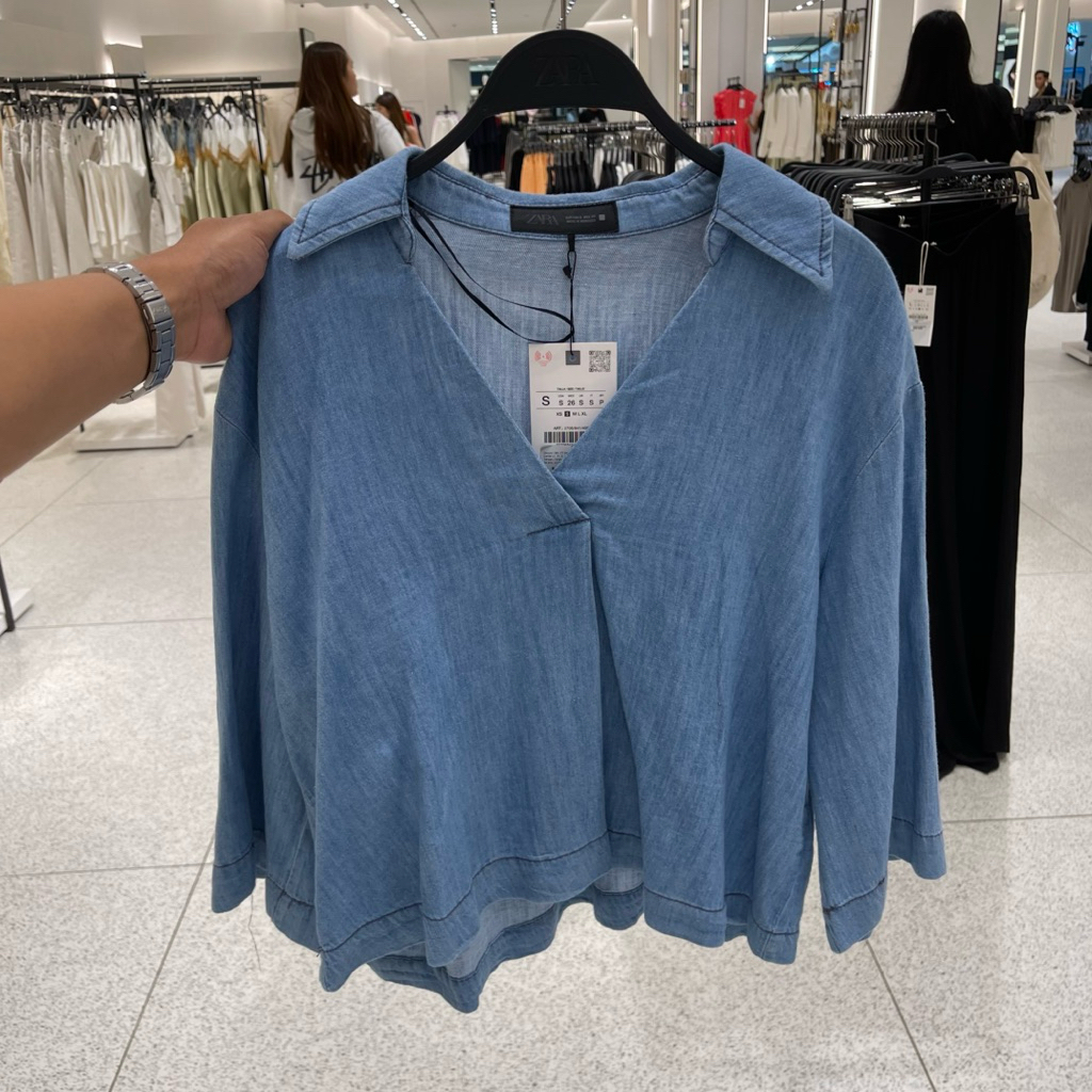 Kemeja Blouse Denim ZARA Women Jastip (jasa titip)