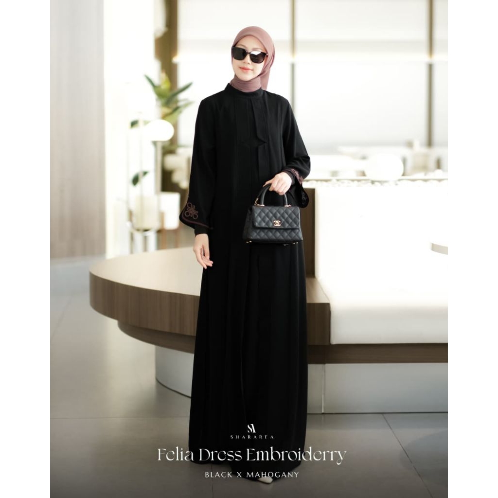GAMIS ABAYA FELIA DRES EMBROIDERY ( LONG DRES SAJA) ORIGINAL BY SHARAREA