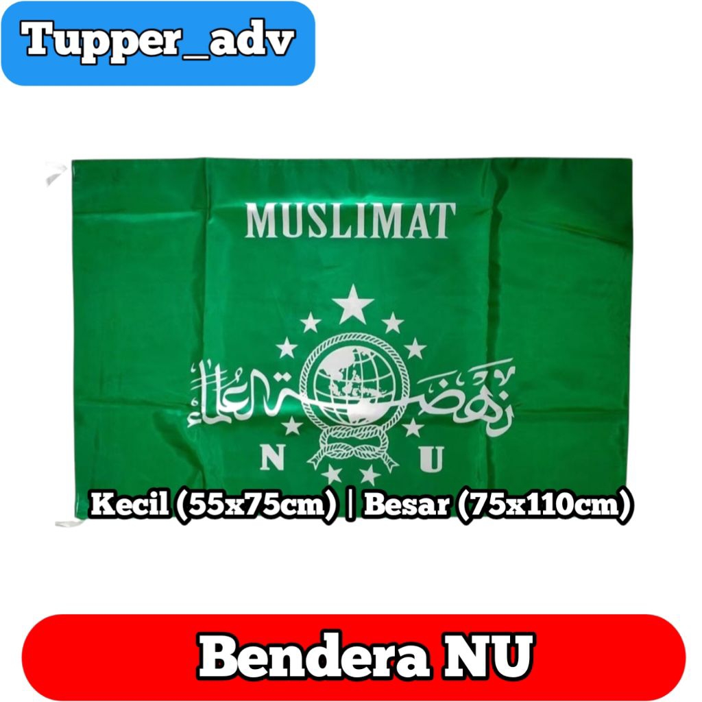 Bendera MUSLIMAT NU Sablon / Bendera Nahdlatul Ulama Sablon / Bendera MUSLIMAT NU Ukuran Kecil & Bes