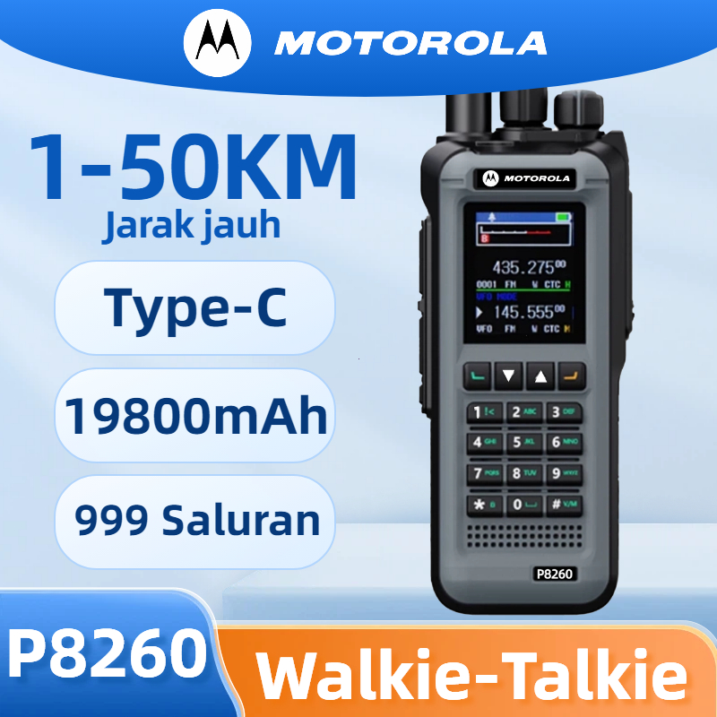 HT Motorola Walkie Talkie P8260 Long Range jarak jauh 50KM 50W 19800mAh IP54 Waterproof 999 Channels