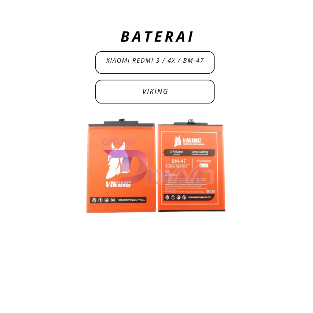 BATERAI / BATTERY / BATRE XIAOMI REDMI 3 / 4X / BM-47 VIKING DOUBLE POWER