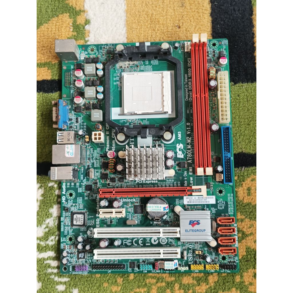 PAKET MOTHERBOARD ECS A780LM-M2 + AMD ATHLON X3 (Setara core i3) DDR3