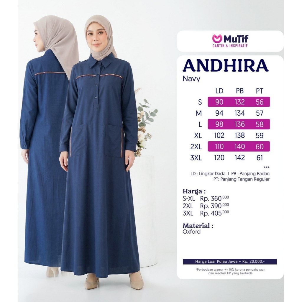 Terbaru Gamis Dewasa MUTIF ANDHIRA NAVY || GAMIS KATUN MUTIF