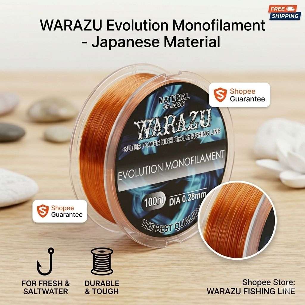 WARAZU FISHING LINE PANJANG 100M WARNA TEMBAGA KUAT ANTI KRITING ELASTIS MUDAH TENGGELAM TAHAN GESEK