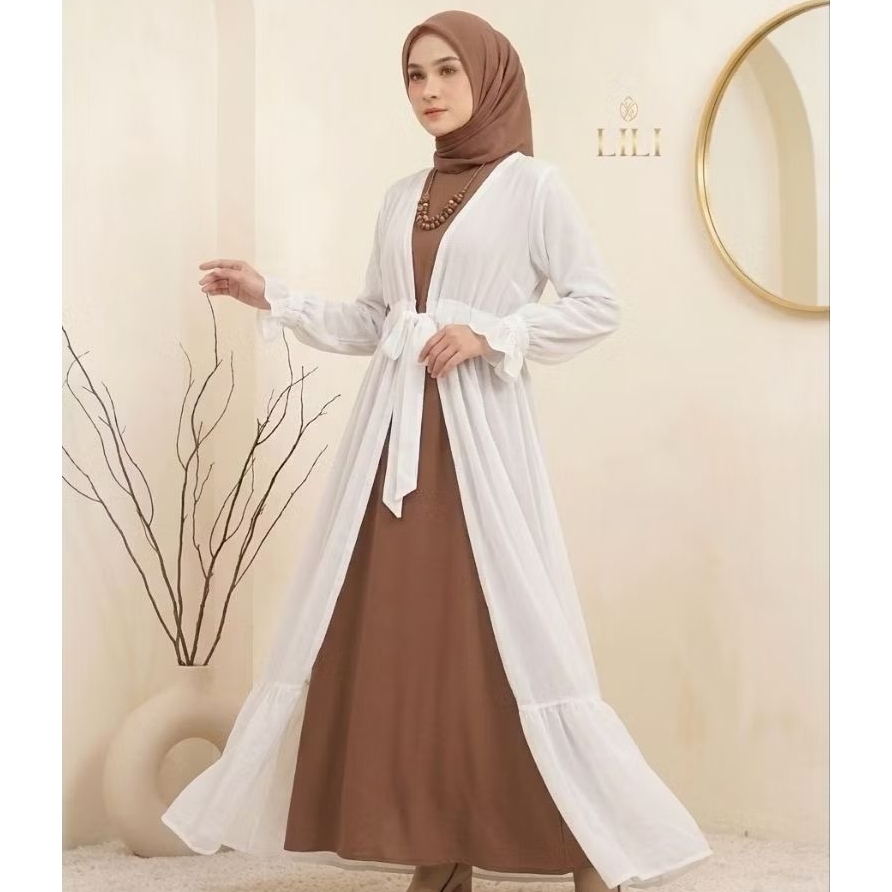Liliarda Outer Ceruty polos lengan panjang outer ceruty babydoll premium flowy Cardigan polos panjan