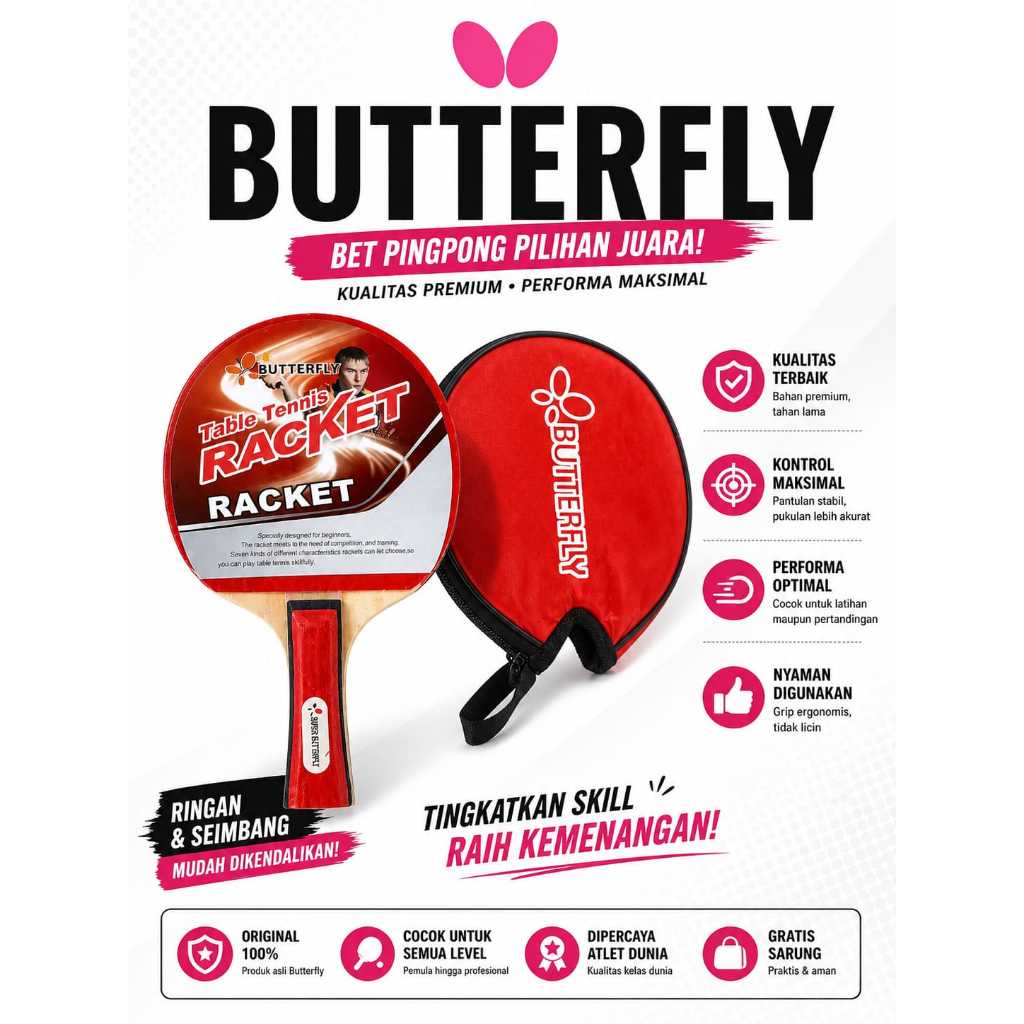 Bat Bed Bad Pingpong Tenis Meja Donic Butterfly Ciima Import Set Bola Ball