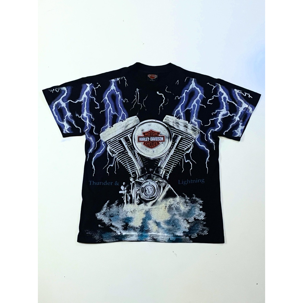 Harley Davidson Vintage 90’a Thunder & Lightning Tee Black