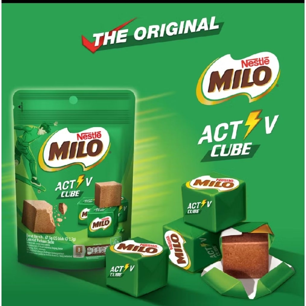 Milo Activ Cube Pouch Coklat Kotak 25 Blok 67.5g Kubus Kecil