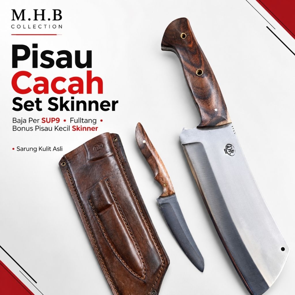 MHB | Pisau Cacah Sepaket Set Skinner Fulltang Baja Per sup9