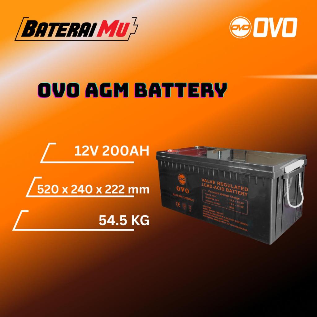 BateraiMu Ovo Baterai VRLA AGM 12V 200Ah | AGM Baterai 12V 200Ah | Ovo Baterai Aki Kering