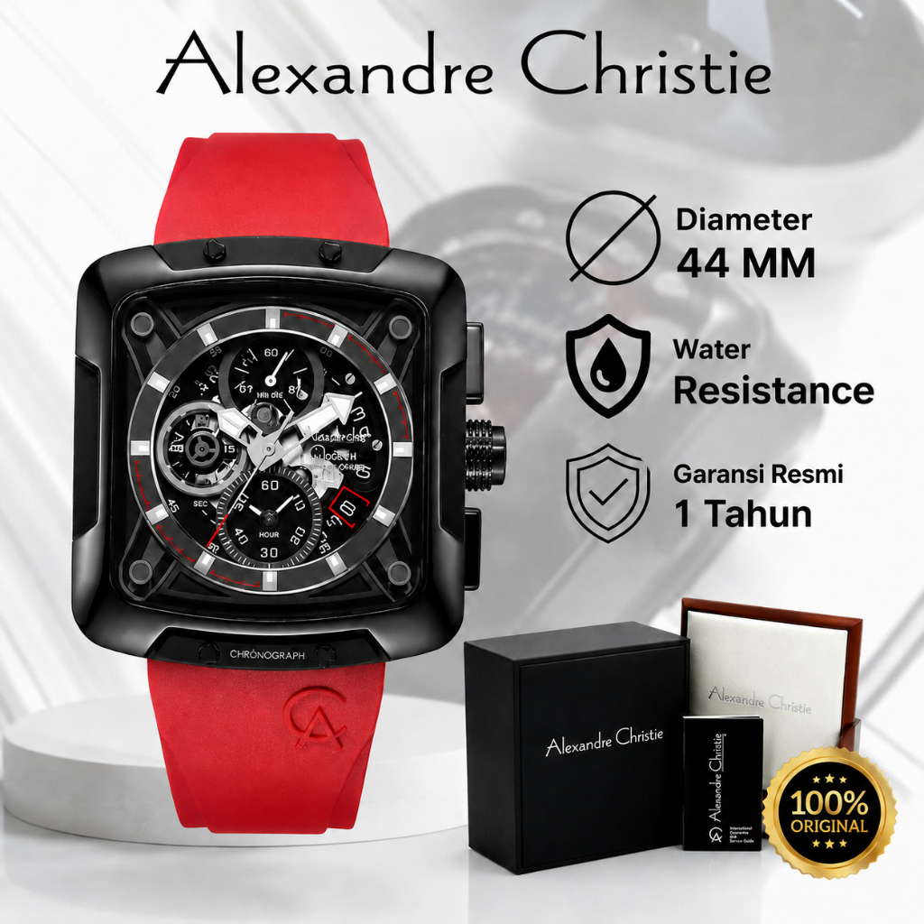 Jam Tangan Alexandre Christie 3039 GC Original Pria Rubber Strap Garansi Resmi