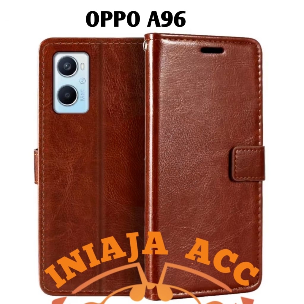 CASE OPPO A96 CPH2333 LEATHER CASE SARUNG HP DOMPET KULIT FLIP COVER CASE BUKA TUTUP KESING DOMPET