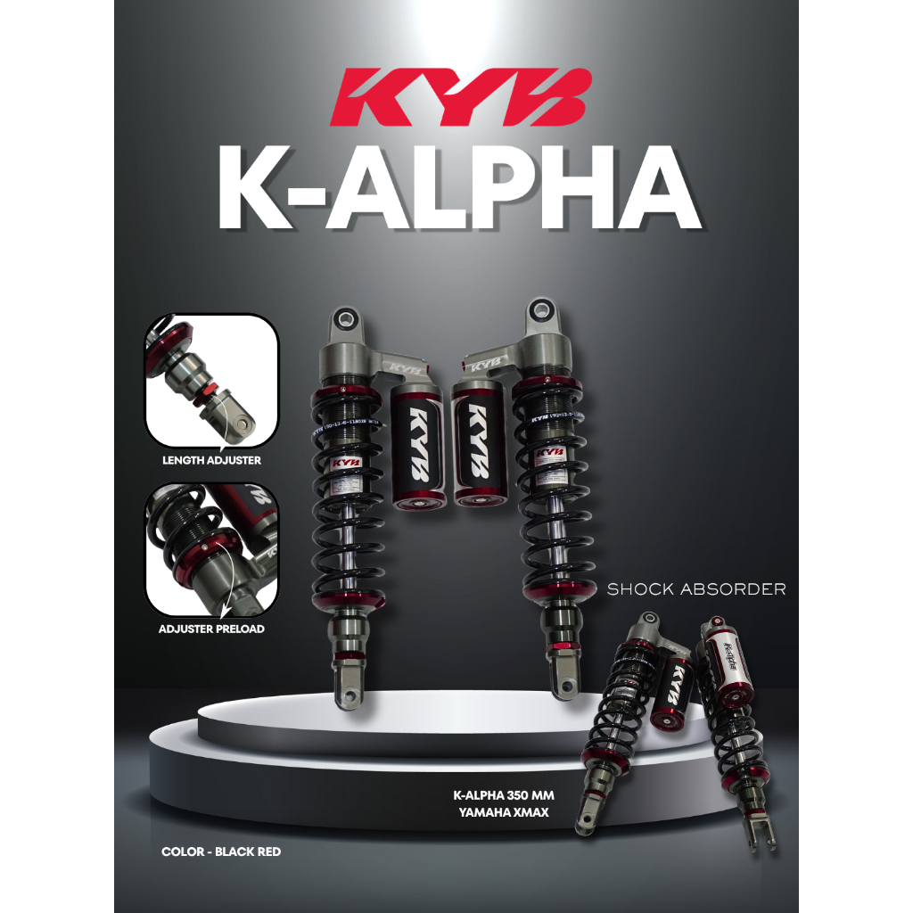 SHOCK BELAKANG KYB K-ALPHA 350MM XMAX SHOCKBREAKER K ALPHA KYB XMAX 350 MM TABUNG ATAS