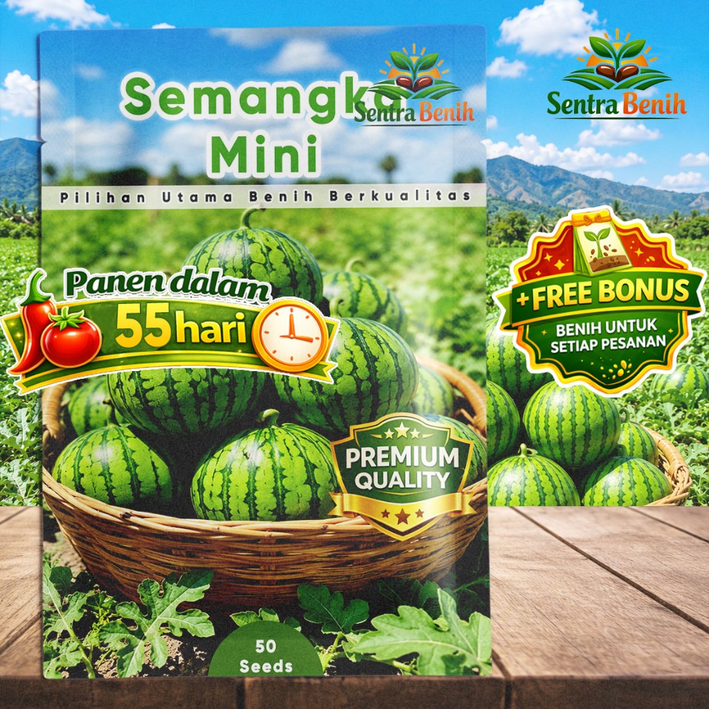 [FRESHPACK] Benih Semangka Mini Unggul Isi 50 Seeds - Biji Bibit Semangka Berkualitas Tahan Hama