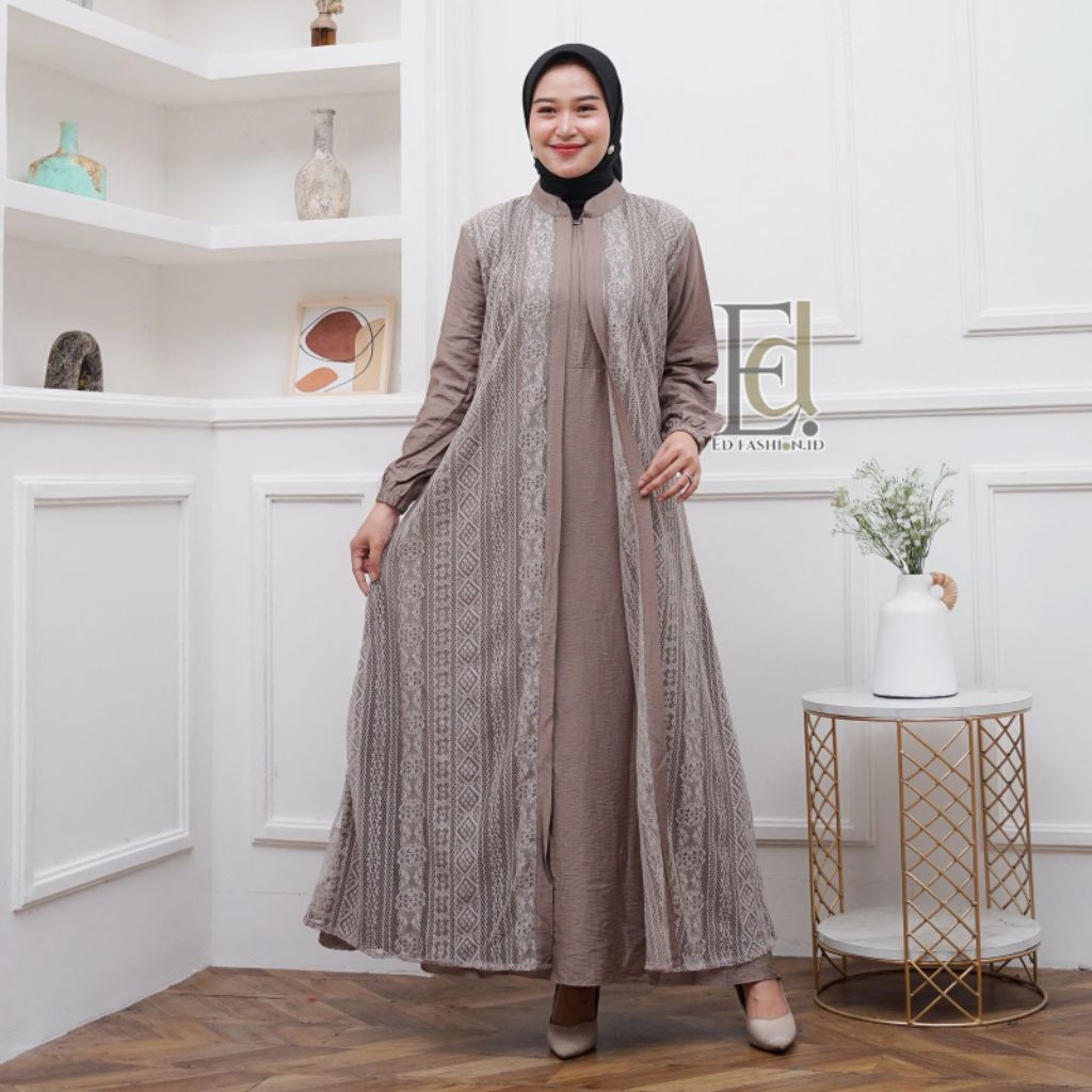 *Gamis syar'i  Set 2in1 Busui Friendly Dress Syar'i Wisuda Kondangan Muslimah Terbaru
