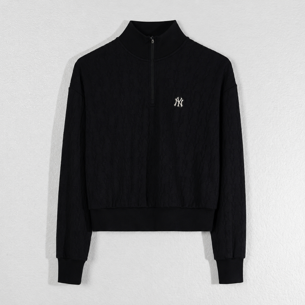 Sweater MLB NY MONOGRAM WHITE BLACK ZIP UP SWEATSHIRT 100% ORIGINAL