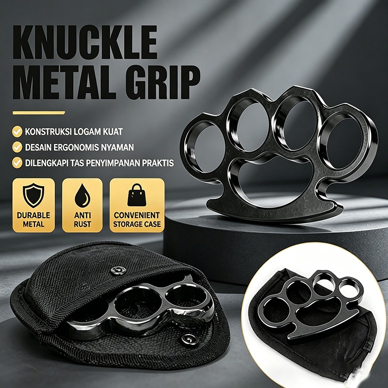Knuckle Grip Metal Besi untuk Boxing  Beladiri, Bonus Sarung Tangan, Lindungi Jari Saat Latihan Indo