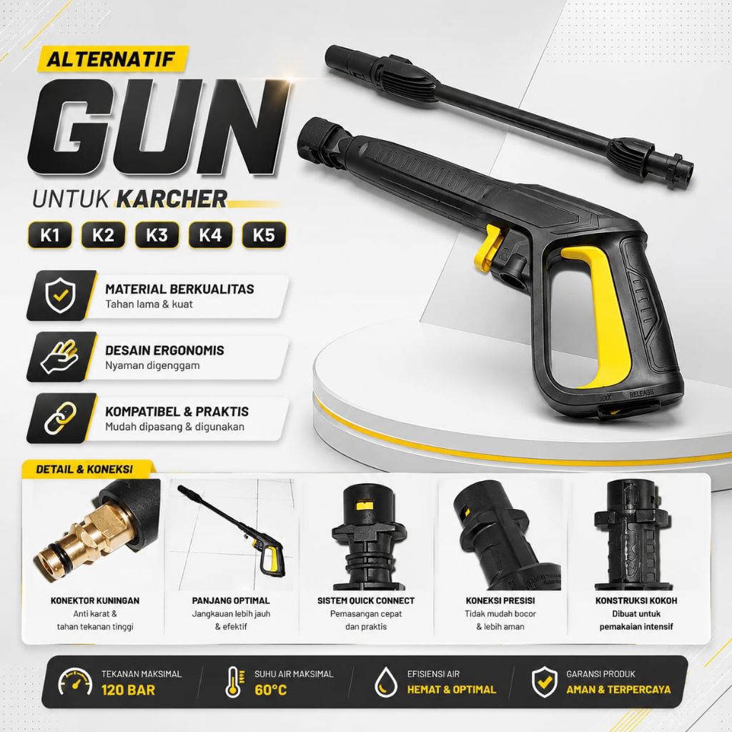 Alternatif gun untuk Karcher K1, K2, K3, K4, K5/ gun karcher K1 / Gun karcher K2 / Gun high pressure