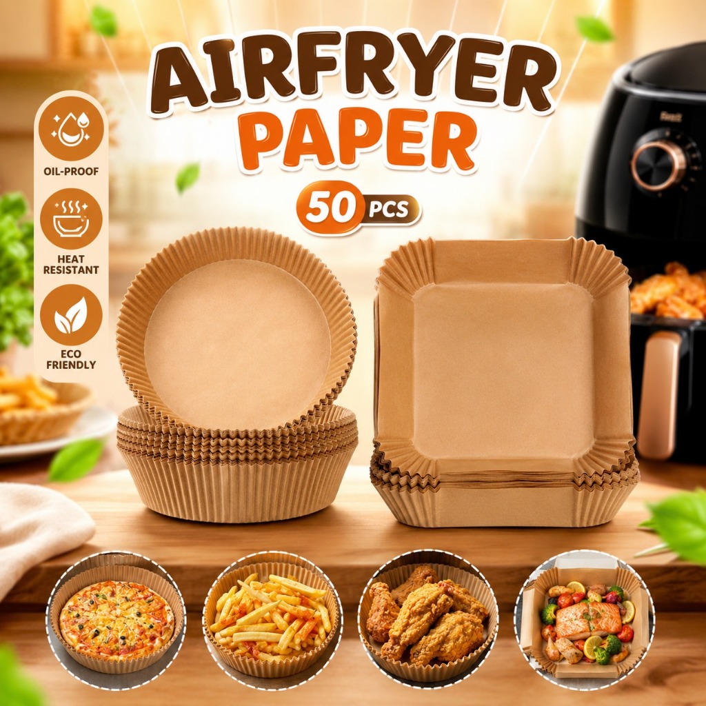 Air Fryer Paper Bowl Kotak Bulat 50pcs Kertas Baking Air Fryer Oven Microwave