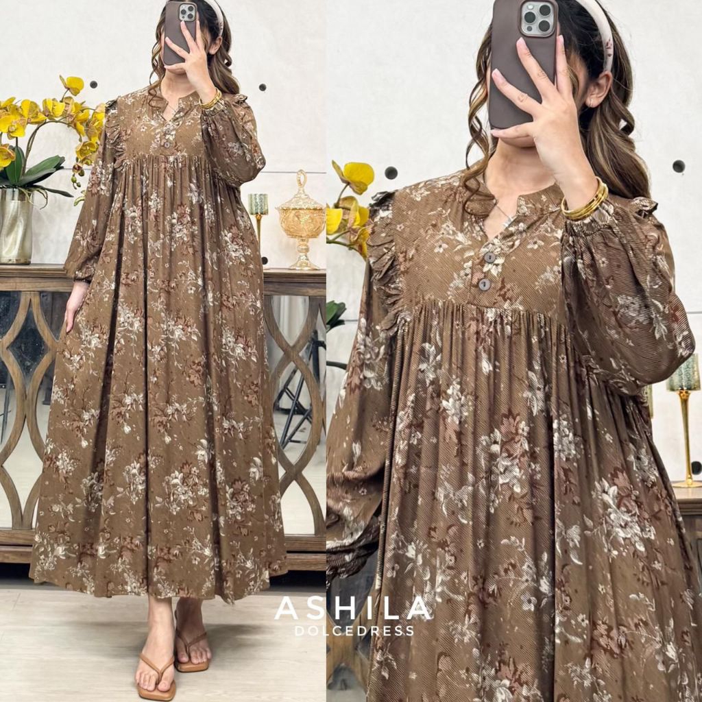 ashila dress cantik bahan katun rayon by dolce dress