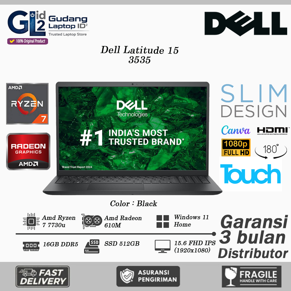 Dell Inspiron 15 3535 AMD Ryzen 7 7730U RAM 32GB SSD 2TB 15.6 Full HD Windows 11 Home