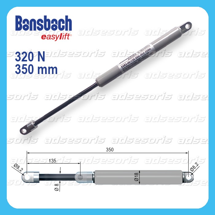 Bansbach Gas Spring Tekan Panjang 350mm Kekuatan 320N