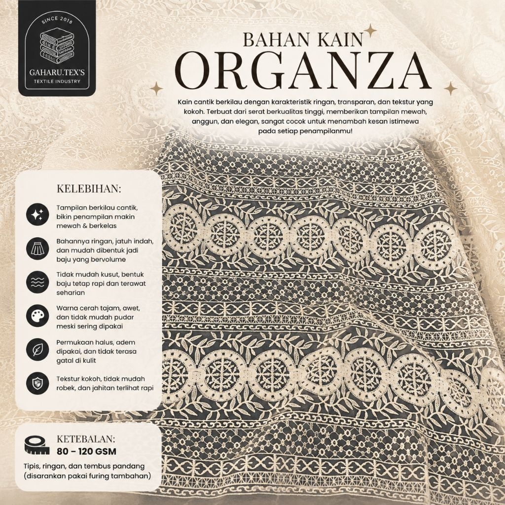 kain organza premium // kain organza meteran // kain organza bordir