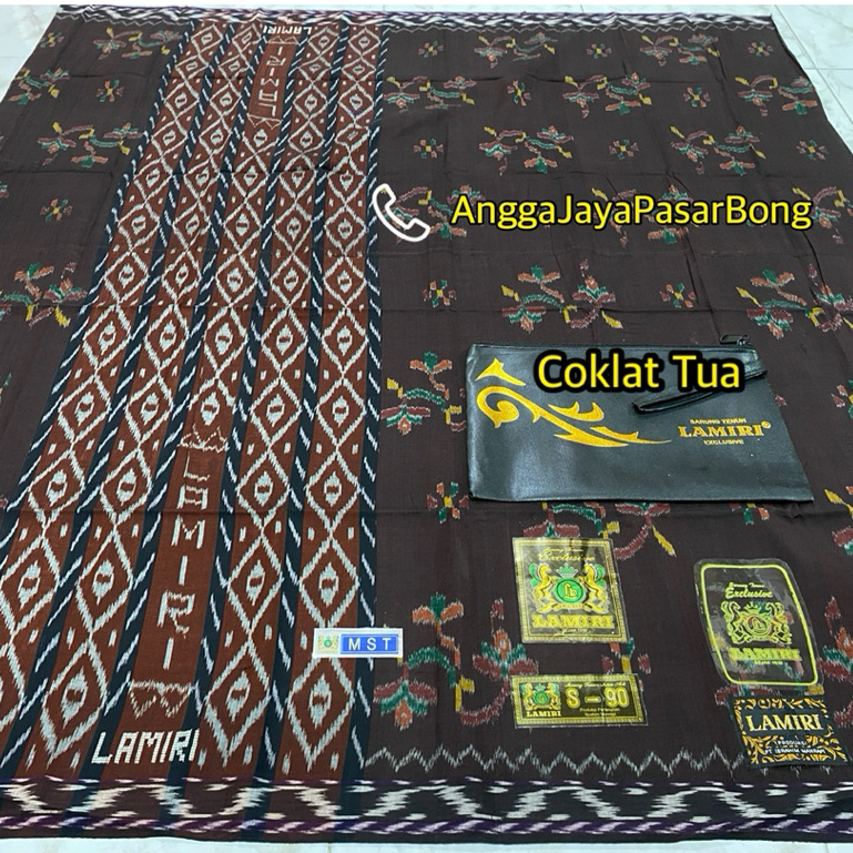 Angga Jaya - Sarung Tenun Dewasa Lamiri Sutra S90 Motif Kembang MST Mustamin Asli Original