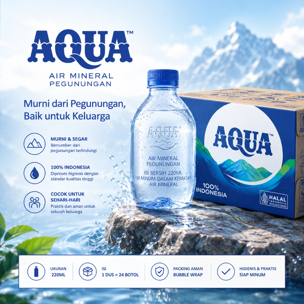 Air Mineral AQUA Cube Botol Mini 220ml