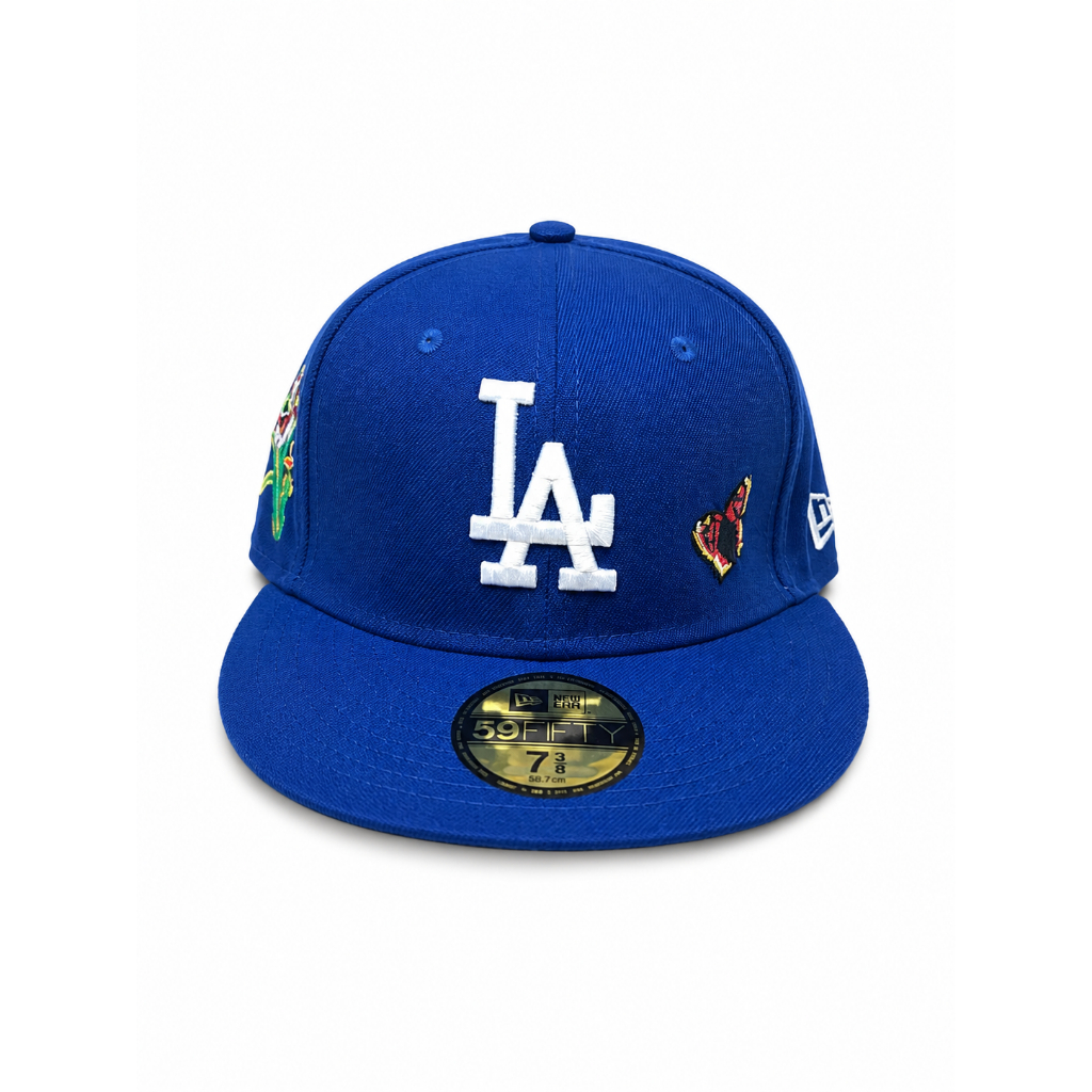 Topi LA Dodgers New Era 59FIFTY Premium Bordir Butterfly Blue Unisex