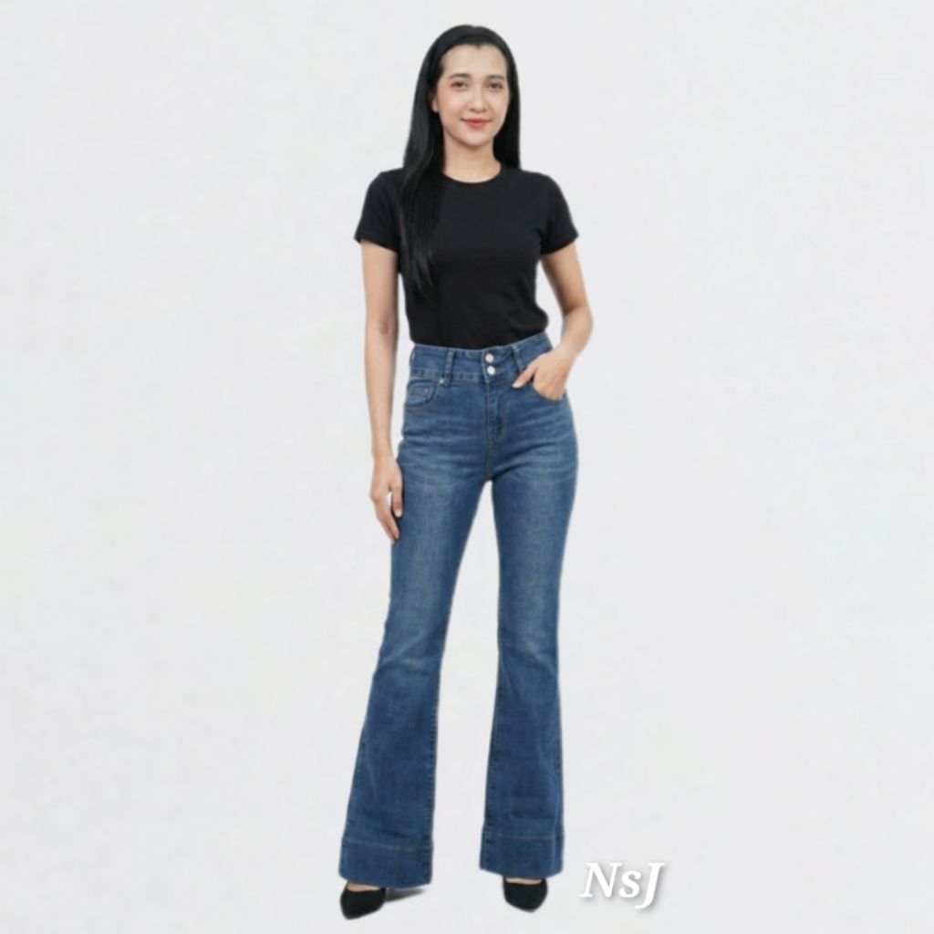 CUTBRAY JEANS WANITA LIPAT BAWAH LEBAR HW NINE ONE NINE