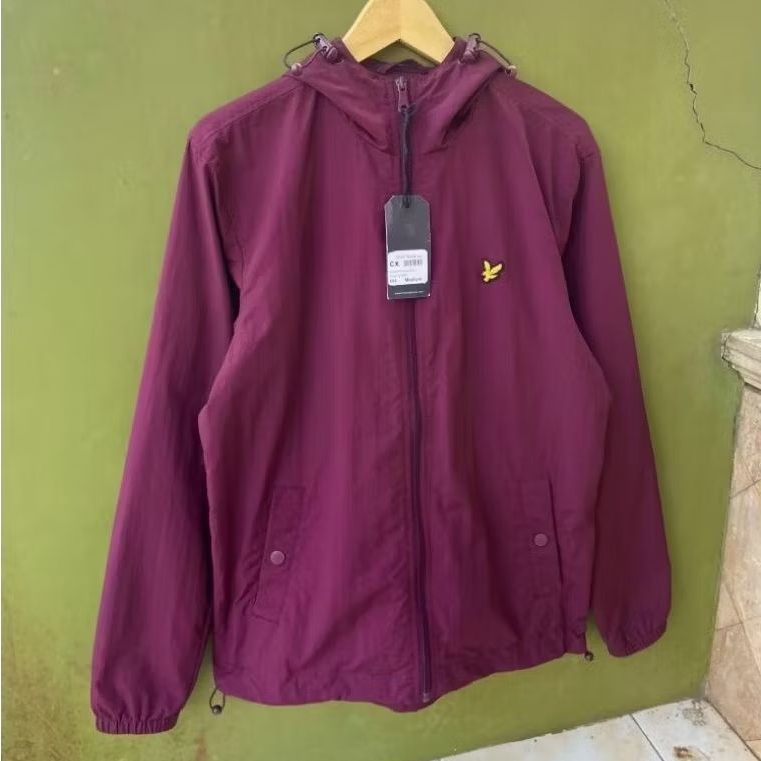 Lyle & Scott Zip Through Jacket Maroon Burgundy