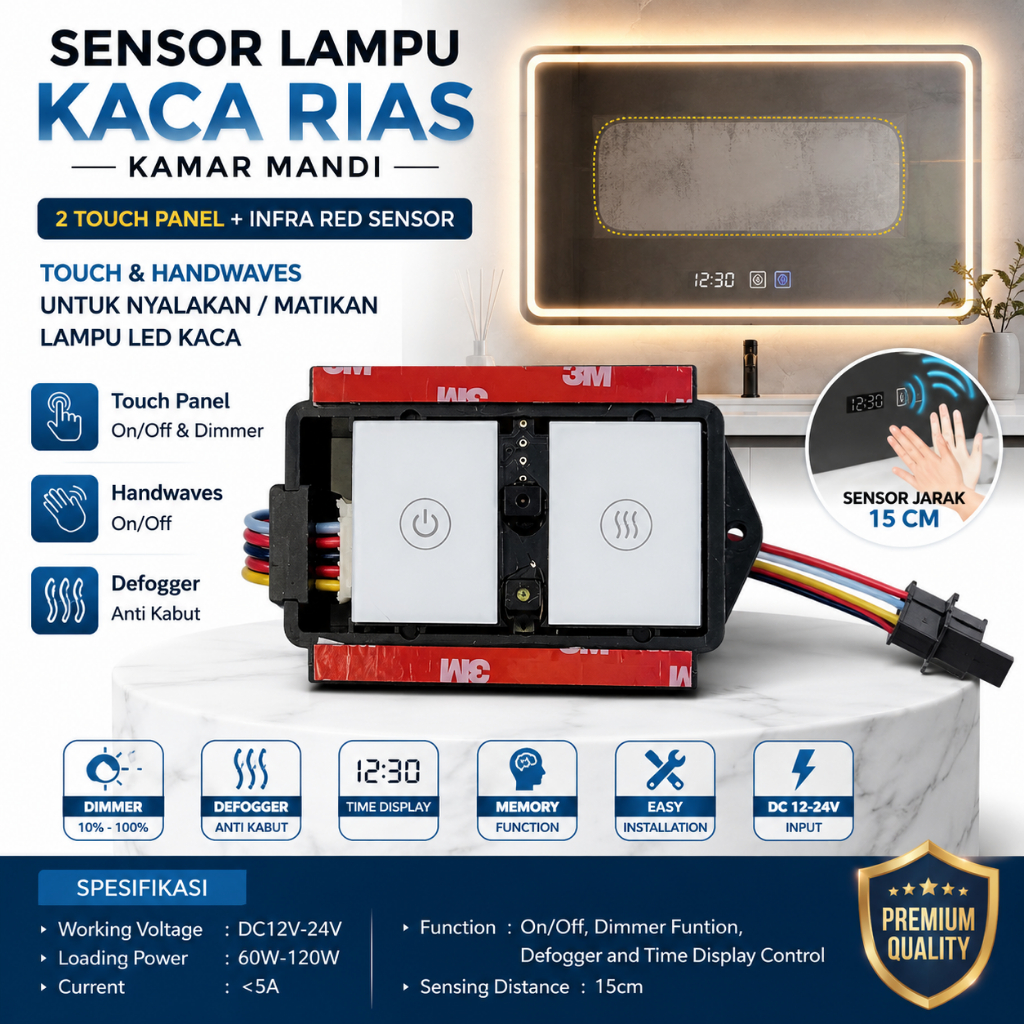 Mirror sensor 12-25VDC IR Handwaves Switch (XM319-IR2), sensor lampu kaca rias/kamar mandi