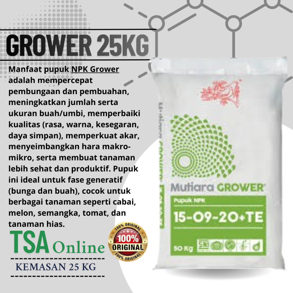 PUPUK NPK GROWER MEROKE 15-9-20+TE 5KG REPACK