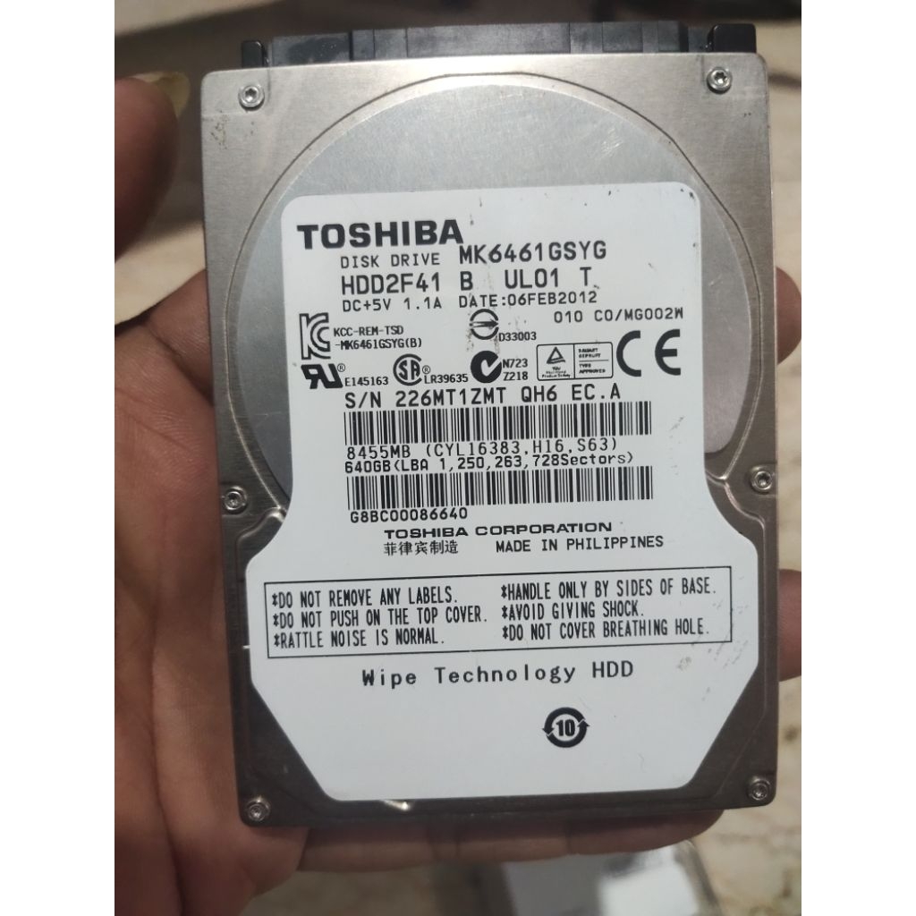 hardisk laptop 640gb toshiba