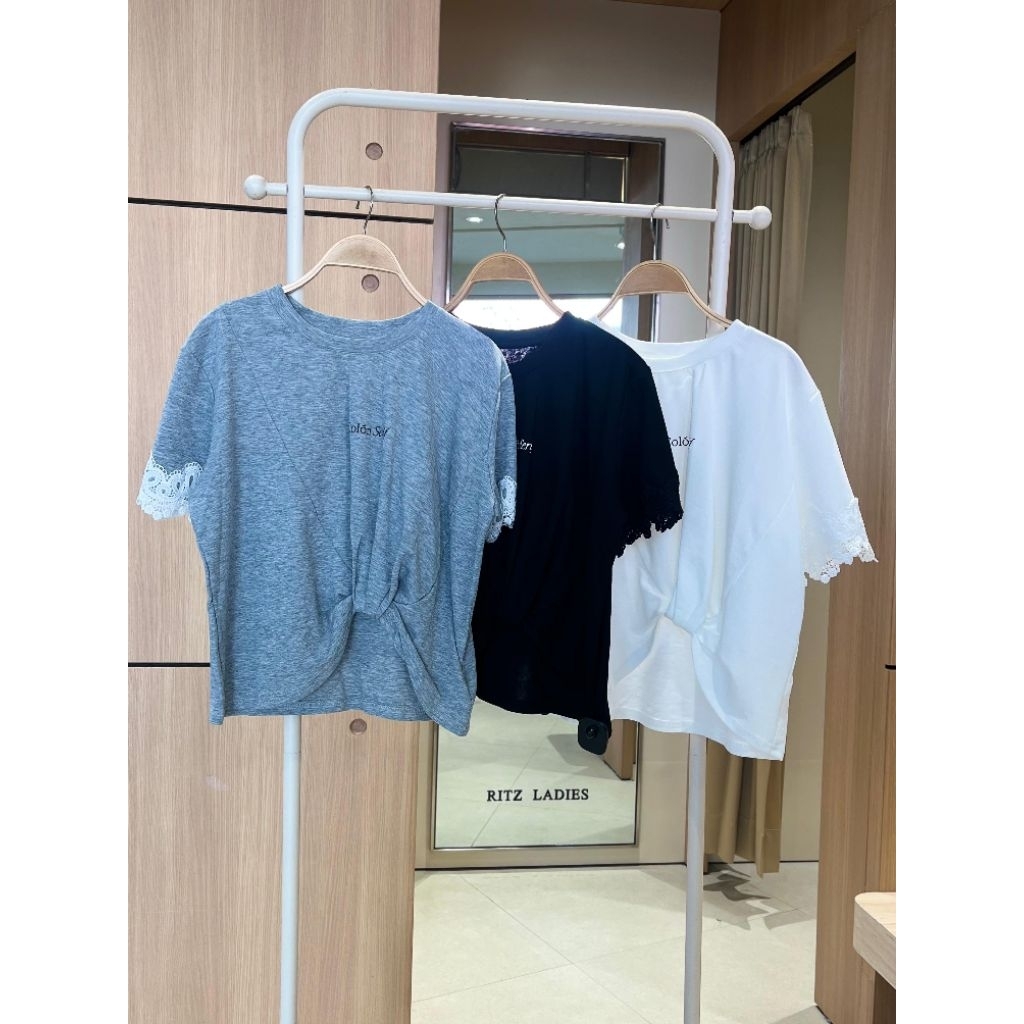 kaos crop lengan pendek asimetris