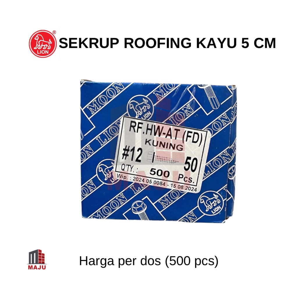 [1 Dos] Sekrup Roofing Kayu 5 cm / Baut Roofing Kayu / Baut Ulir Kasar 12 x 50 mm