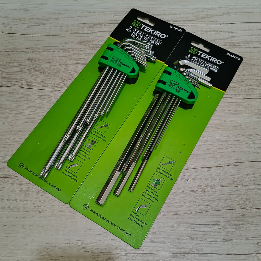 Tekiro Kunci L Bintang Set 9 Pcs Torx Key Set + Tekiro Kunci L Set 8 Pcs MM Panjang / kunci L 1 Set