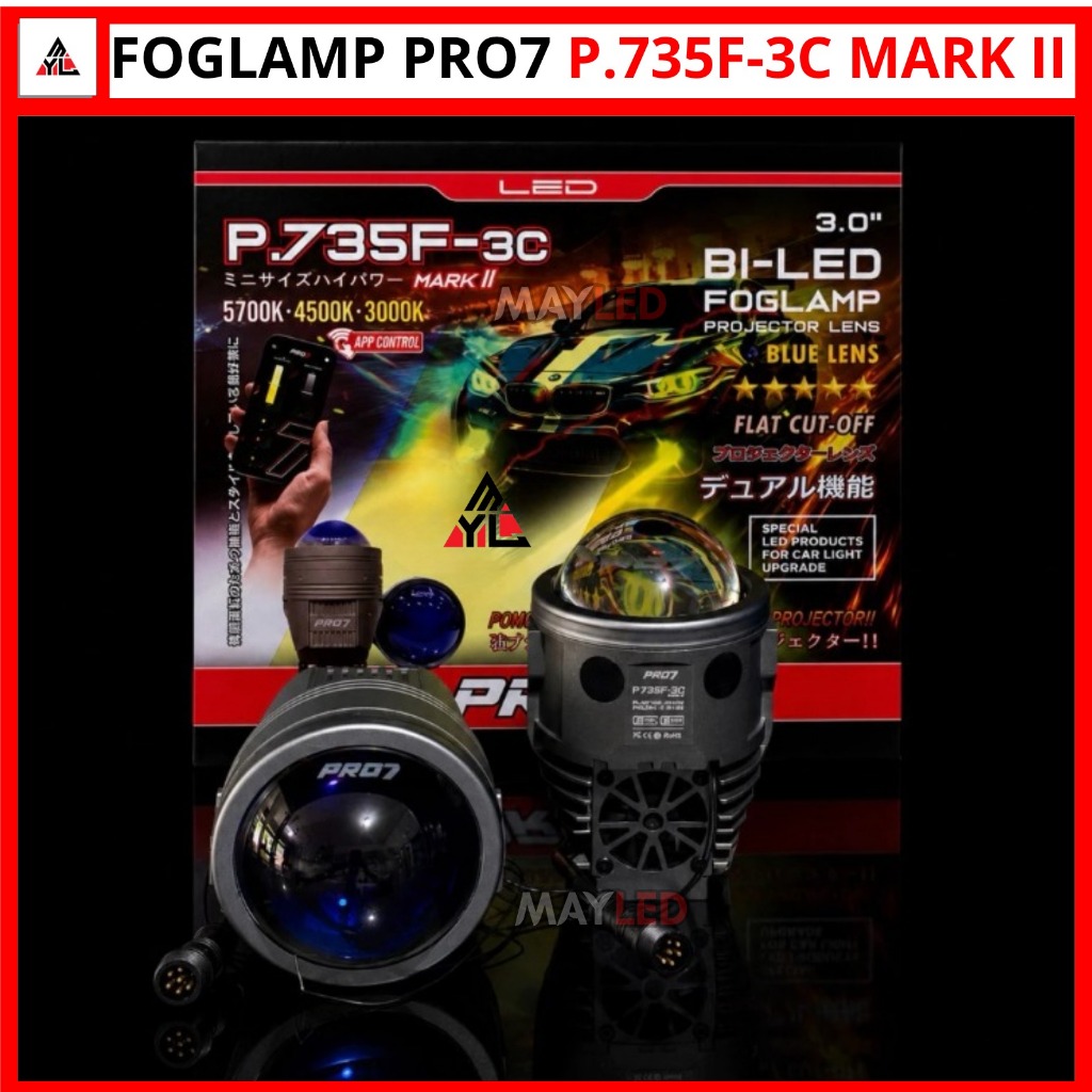 FOGLAMP BILED PRO7 P.735F-3C Mark II / 3 Warna Bluetooth APP / P735 - 3C Mark 2 / P 735 F 3C MK2 BIL