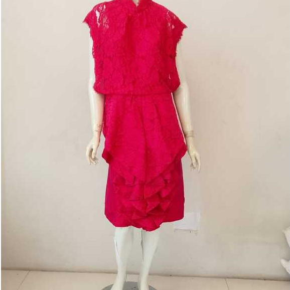 Point Plus Dress Pesta Brokat Pink Fanta