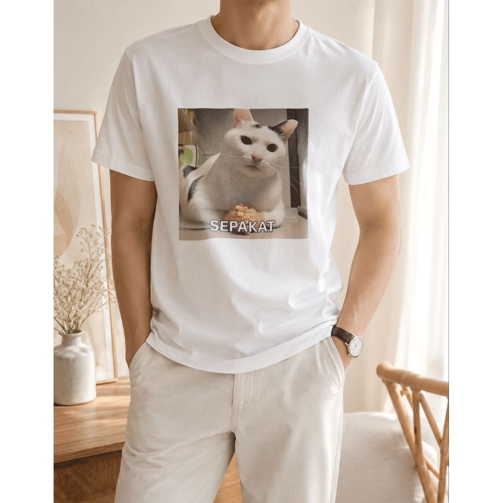 Kaos Stiker Kucing Lucu Sepakat