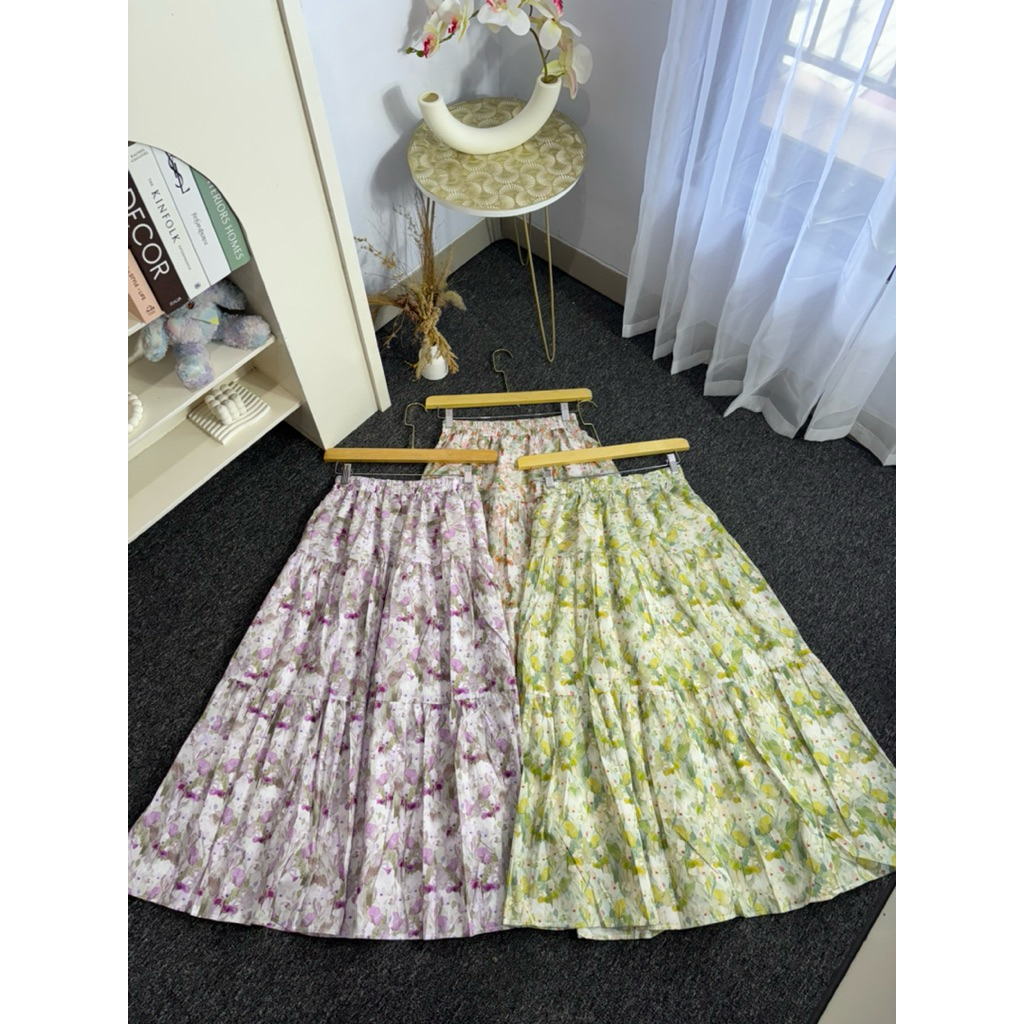 Rok Import Flower Korea | Rok Katun Panjang Wanita