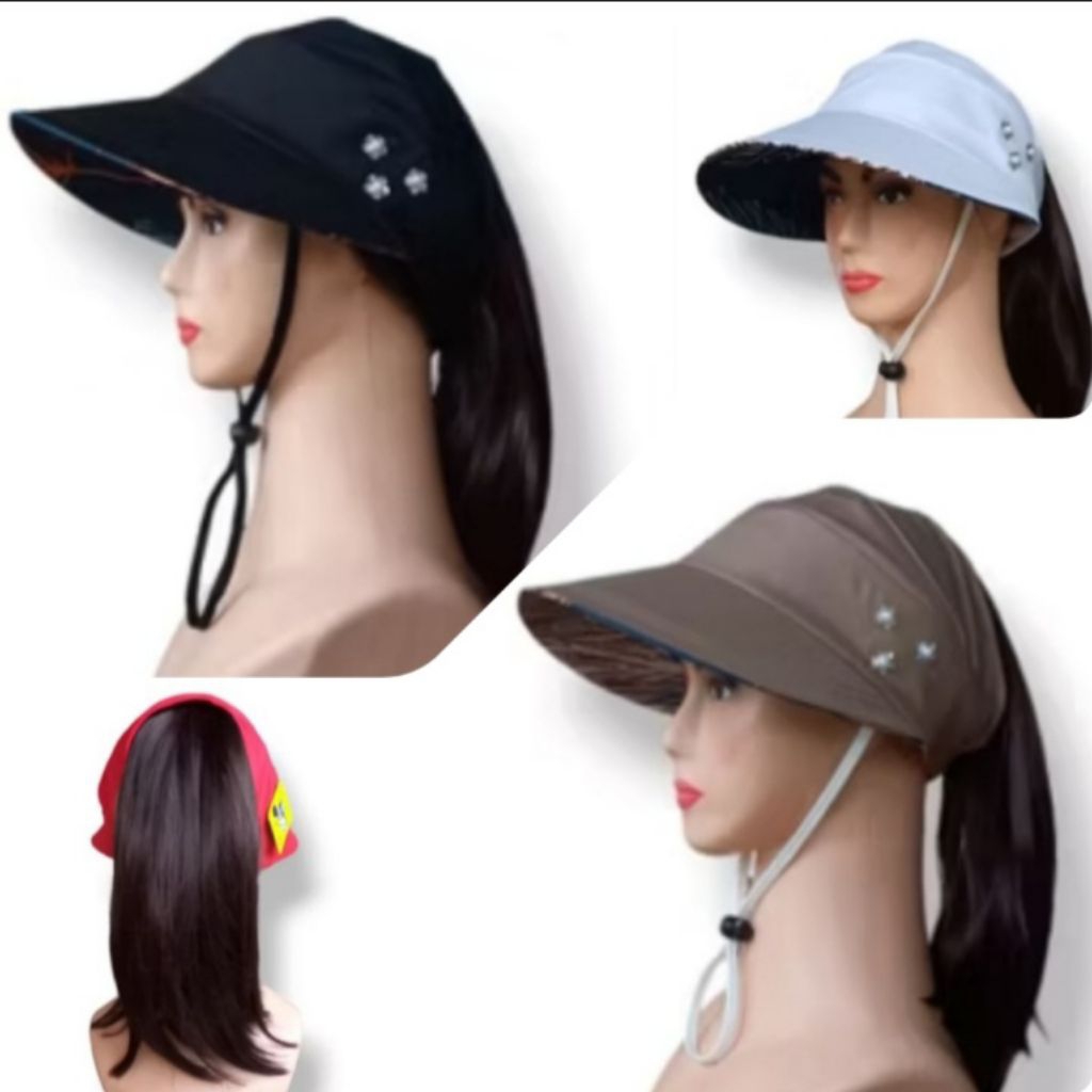 Topi Pantai Visor Lebar Tali Dagu