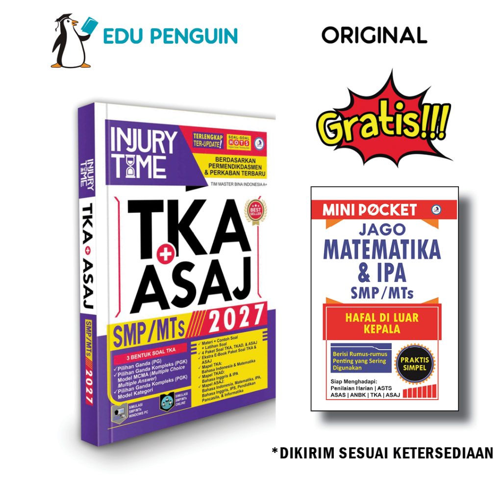 Buku Ujian Sekolah TKA (UN) + ASAJ (US) SMP Kelas 9 | Injury Time US SMP MTs 2027