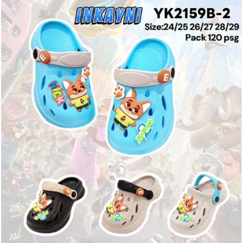 INKAYNI Sandal Anak Karakter Zootopia Lucu Premium EVA 3120 – Sandal Kodok Clog Anak Anti Slip Unise